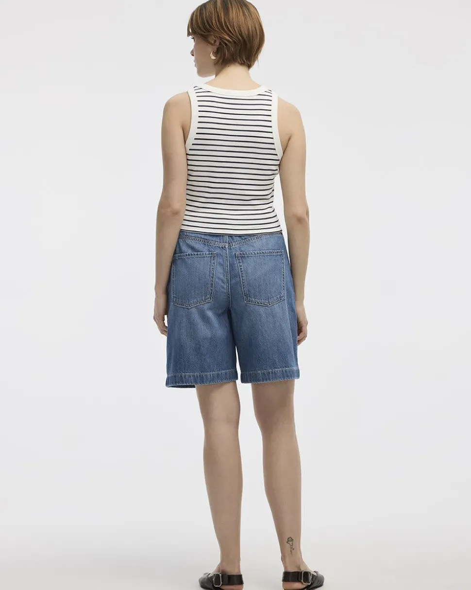 Striped Crew-Neck Ribbed Tank