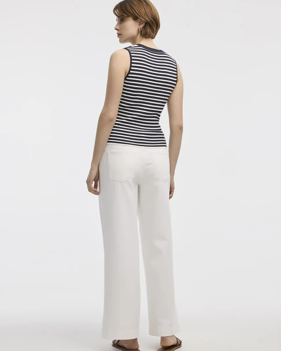 Striped V-Neck Ribbed Tank