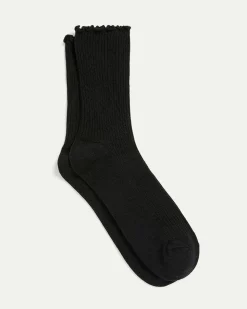 Textured-Knit Crew Socks with Ruffled Hems