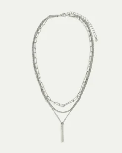 Triple-Layer Necklace with Baguette Pendant