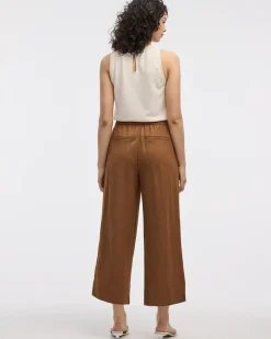 Wide-Leg Cropped Piqu&eacute; Pant