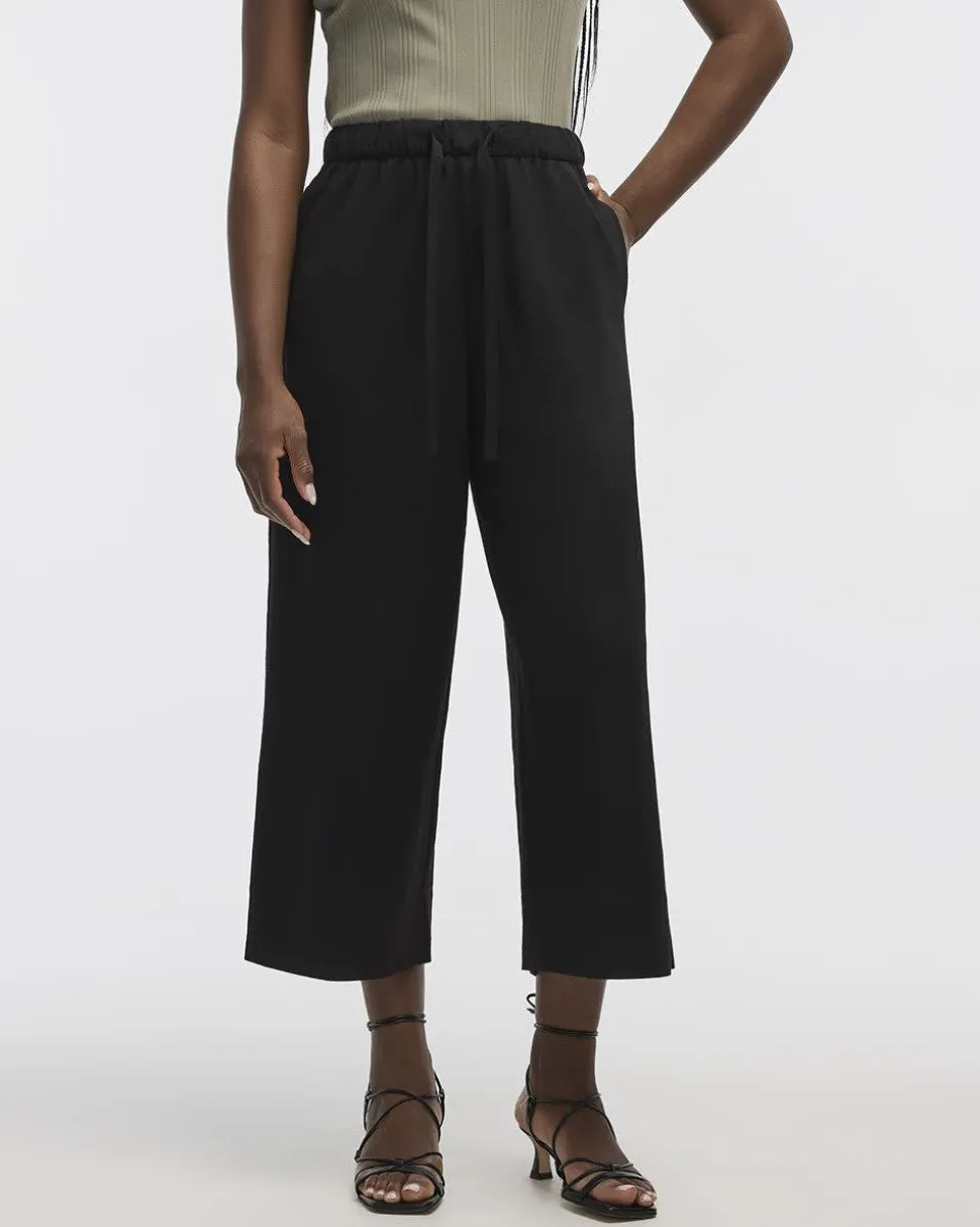 Wide-Leg Cropped Piqué Pant - Petite