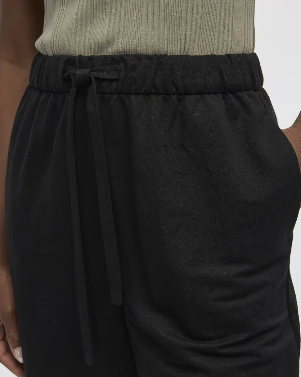 Wide-Leg Cropped Piqué Pant - Petite
