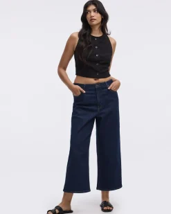 Wide-Leg High-Rise Cropped Jean