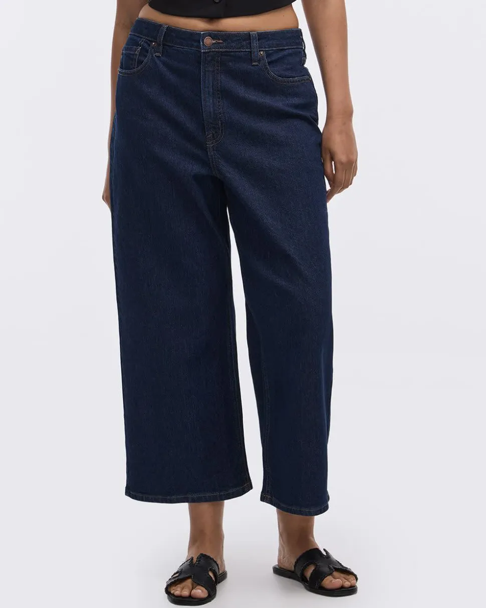 Wide-Leg High-Rise Cropped Jean