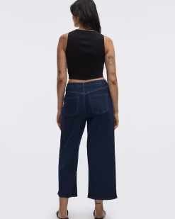 Wide-Leg High-Rise Cropped Jean