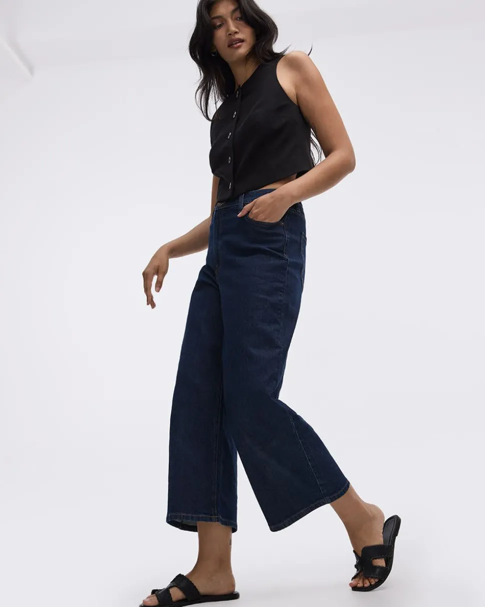 Wide-Leg High-Rise Cropped Jean