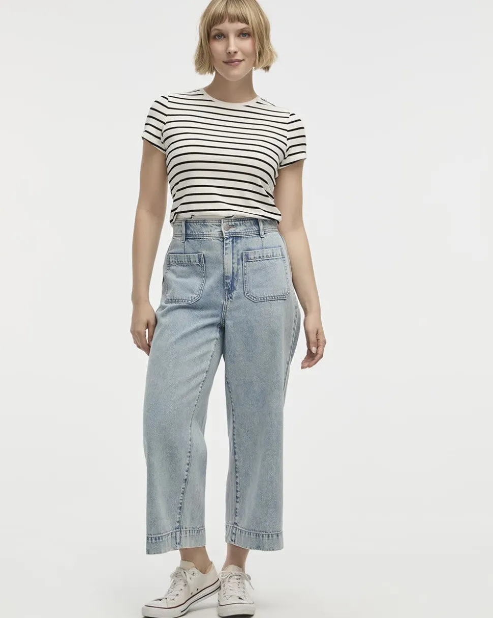Wide-Leg High-Rise Cropped Jean