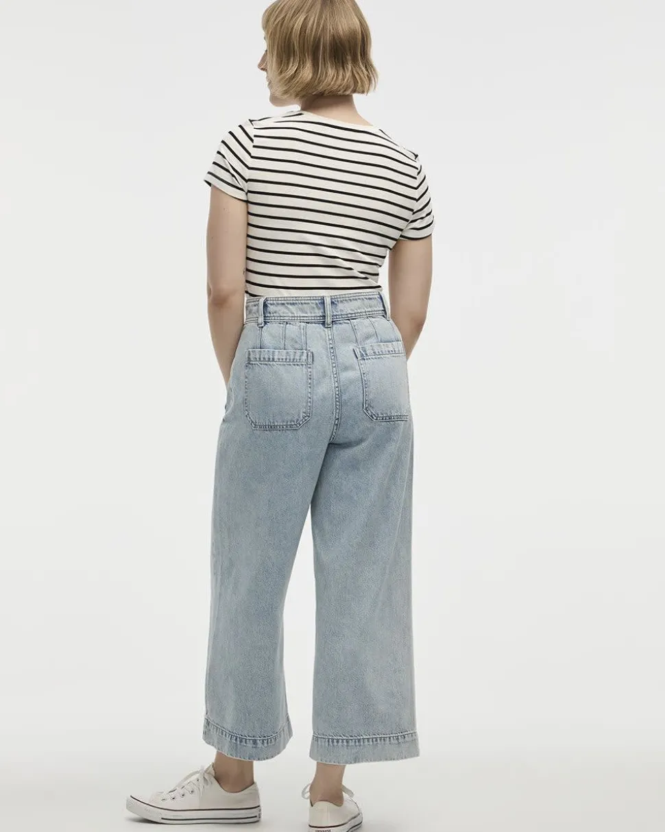 Wide-Leg High-Rise Cropped Jean