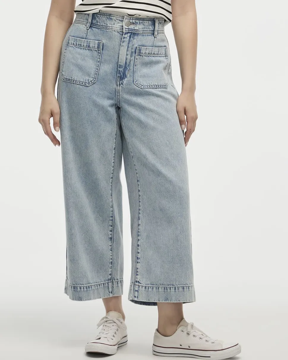 Wide-Leg High-Rise Cropped Jean