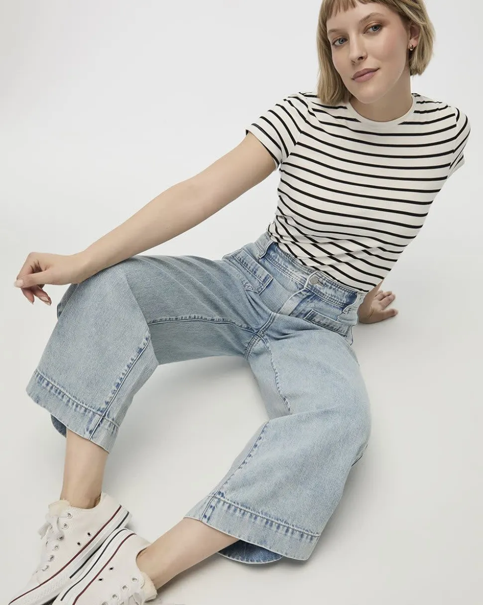 Wide-Leg High-Rise Cropped Jean