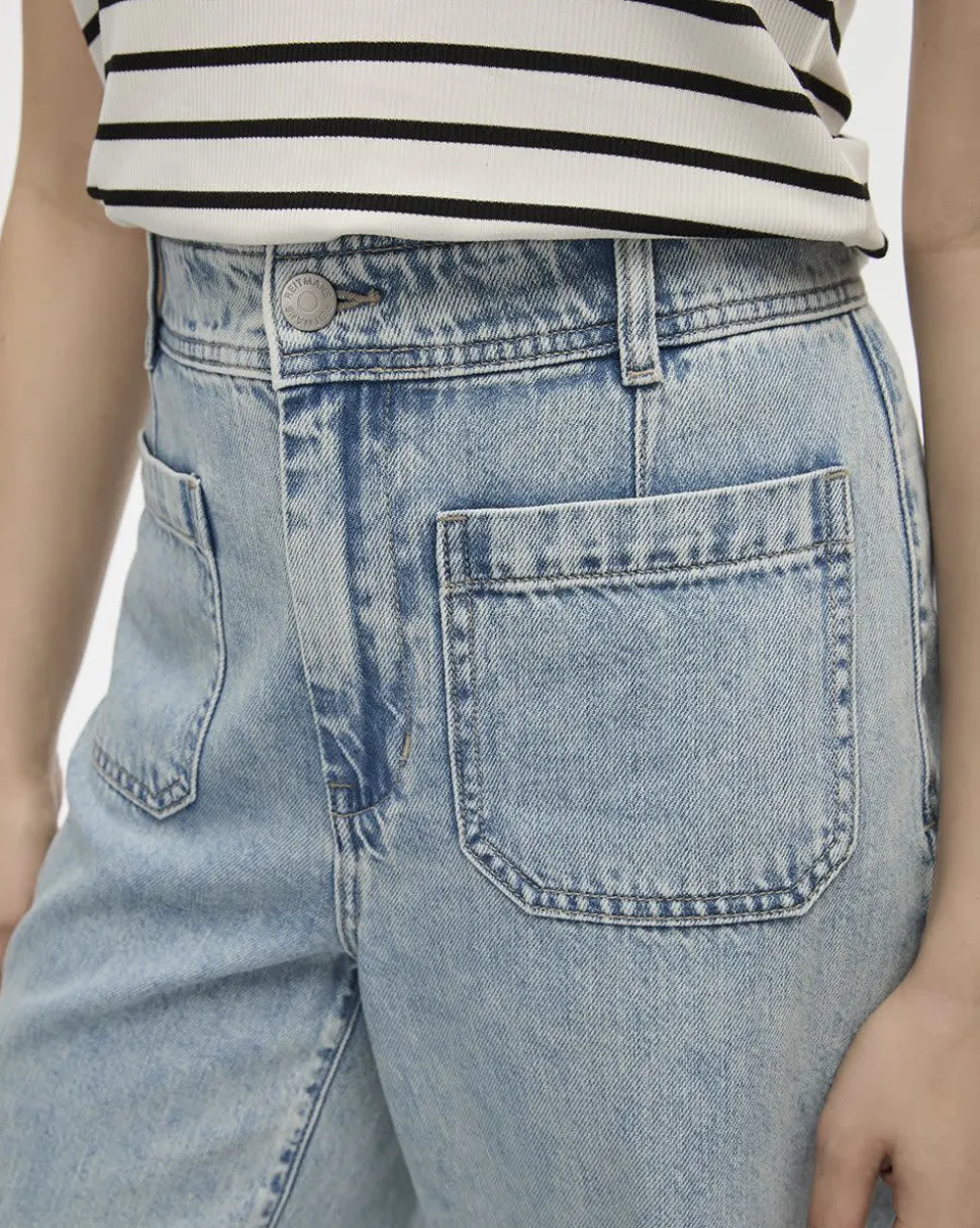 Wide-Leg High-Rise Cropped Jean