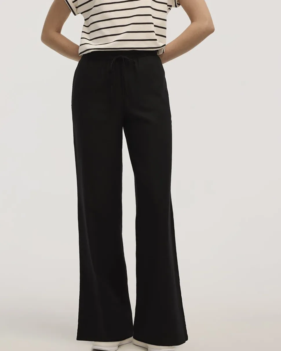 Wide-Leg High-Rise Linen Blend Pant