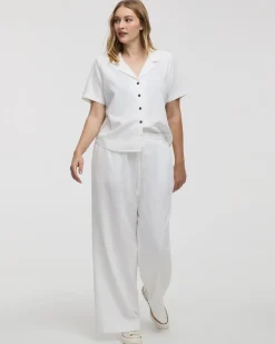 Wide-Leg High-Rise Linen Blend Pant