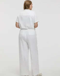 Wide-Leg High-Rise Linen Blend Pant