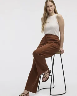 Wide-Leg High-Rise Linen Blend Pant