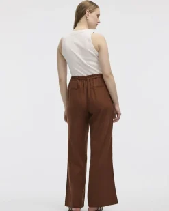 Wide-Leg High-Rise Linen Blend Pant