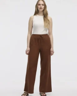 Wide-Leg High-Rise Linen Blend Pant