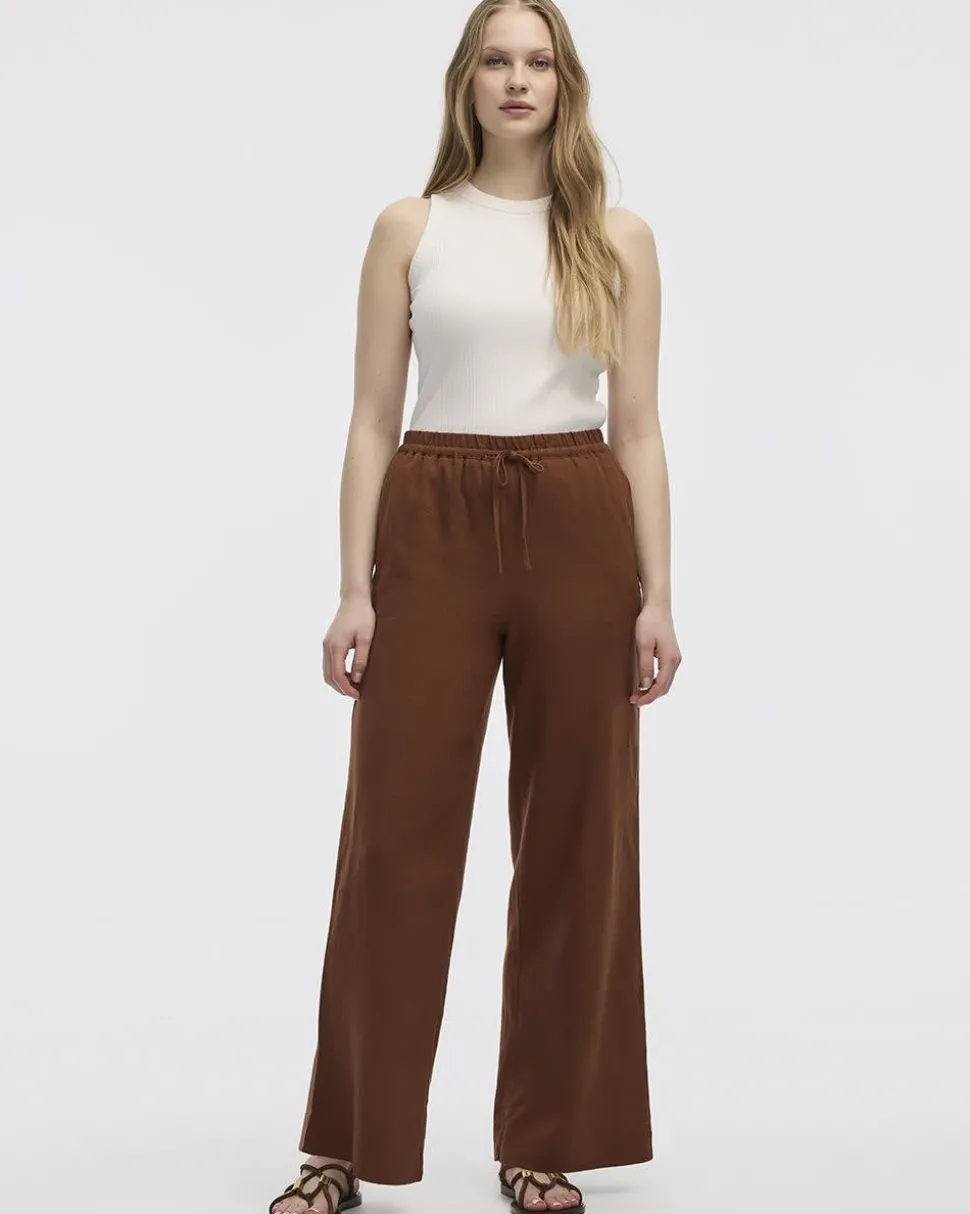 Wide-Leg High-Rise Linen Blend Pant