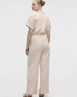 Wide-Leg High-Rise Linen Blend Pant