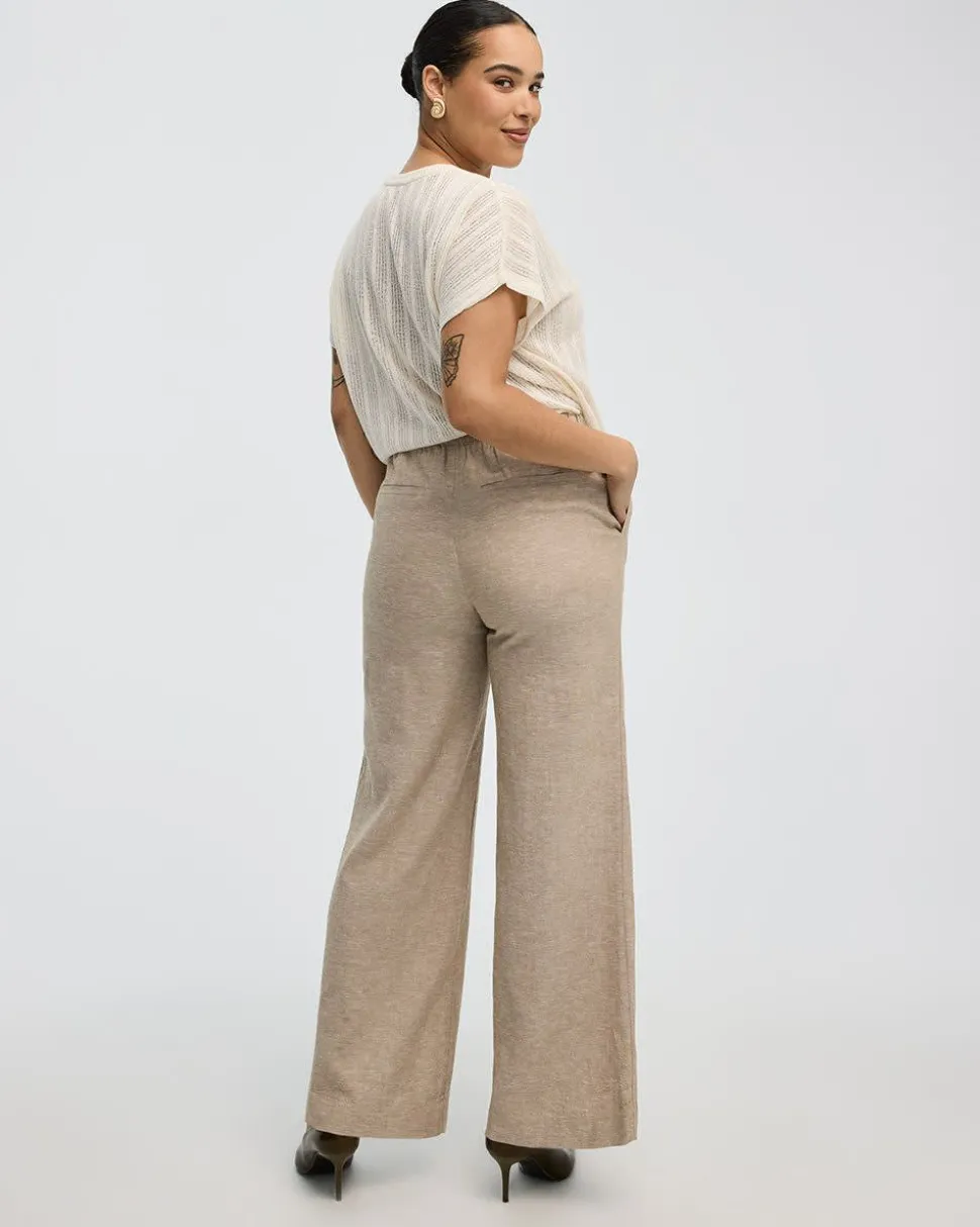 Wide-Leg High-Rise Linen Blend Pant