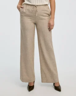 Wide-Leg High-Rise Linen Blend Pant