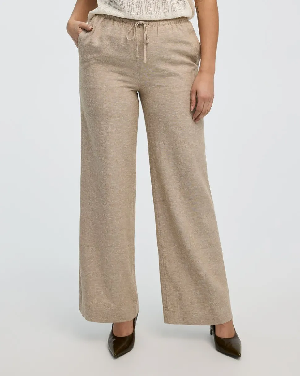 Wide-Leg High-Rise Linen Blend Pant