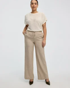 Wide-Leg High-Rise Linen Blend Pant