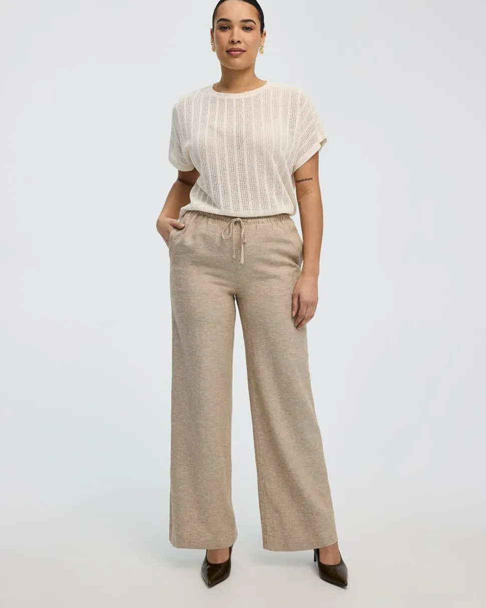 Wide-Leg High-Rise Linen Blend Pant