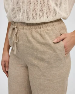 Wide-Leg High-Rise Linen Blend Pant