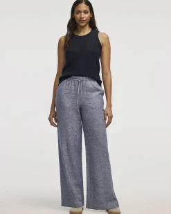 Wide-Leg High-Rise Linen Blend Pant