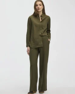 Wide-Leg High-Rise Linen Blend Pant - Petite