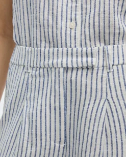 Wide-Leg High-Rise Linen-Blend Pants