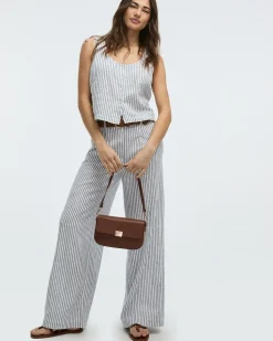 Wide-Leg High-Rise Linen-Blend Pants - Tall