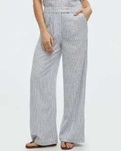 Wide-Leg High-Rise Linen-Blend Pants - Tall