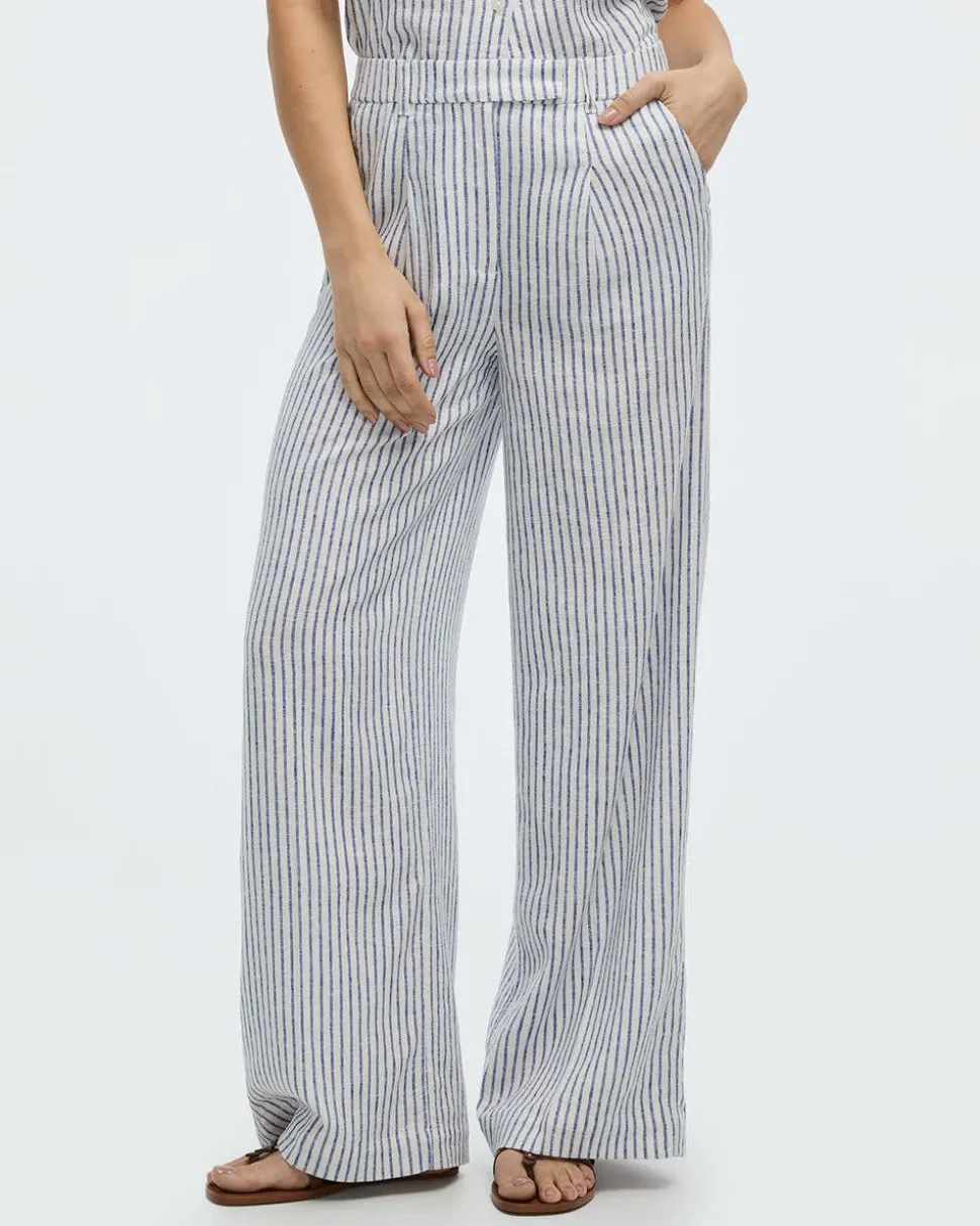 Wide-Leg High-Rise Linen-Blend Pants - Tall