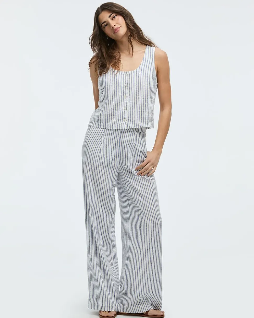 Wide-Leg High-Rise Linen-Blend Pants - Tall